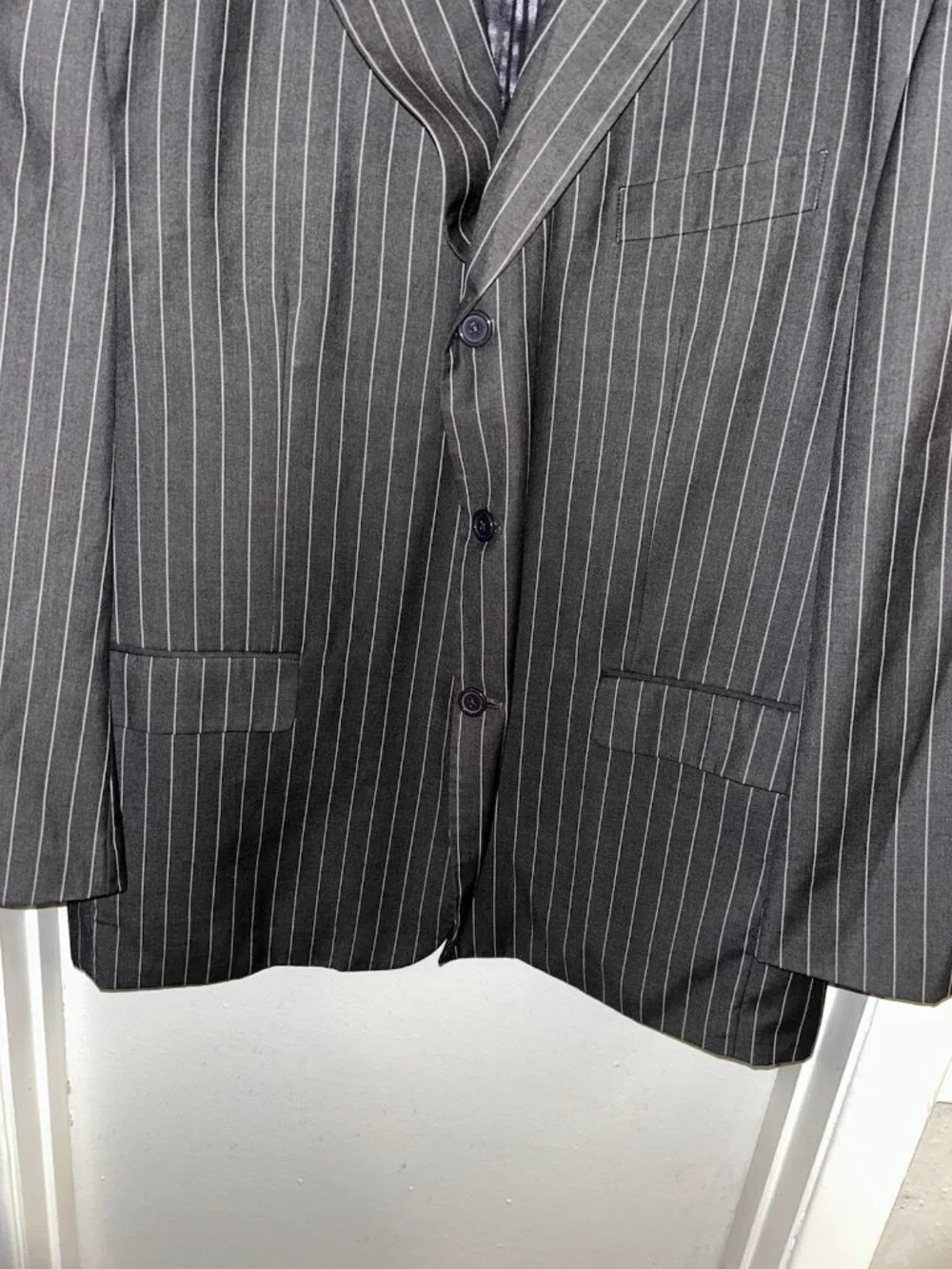 Mario Rossi Gray Pinstriped Business Career Formal Suit Jacket Sport Coat 48R